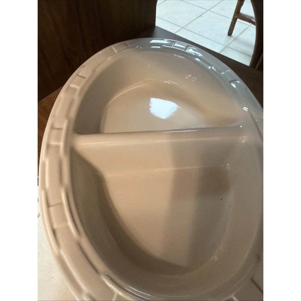 Longaberger‎ 1 Pottery Woven Tradition Ivory Divided Serving Bowl Dish